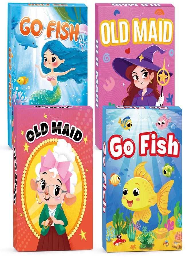 Wkchxd Go Fish and Old Maid Card Games,Kids Card Games for Ages 4-8,Family Games For Kids Adults Toddlers,Classic Card Game for Travel Classroom Table Party Games,Stocking Stuffers Birthday Gifts (4 Pack) - Image 1